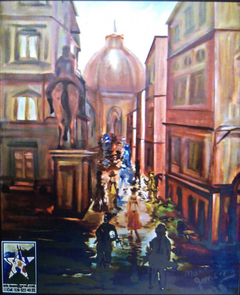 Masrur Imani - Paesaggio di carnevale a Firenze via dei Servi